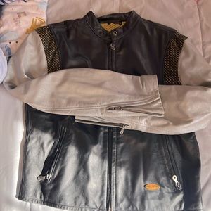 Women’s Harley Davidson vintage Leather jacket. Yellow Black Silver,